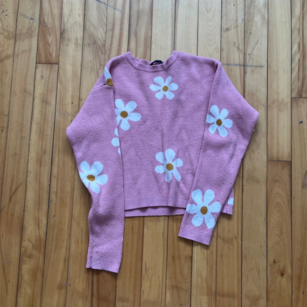 Mile End Pink Daisy Flower Knit Sweater Size 12